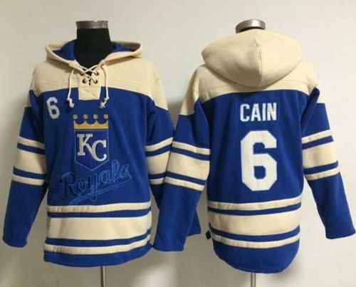 Royals #6 Lorenzo Cain Light Blue Sawyer Hooded Sweatshirt MLB Hoodie - Click Image to Close